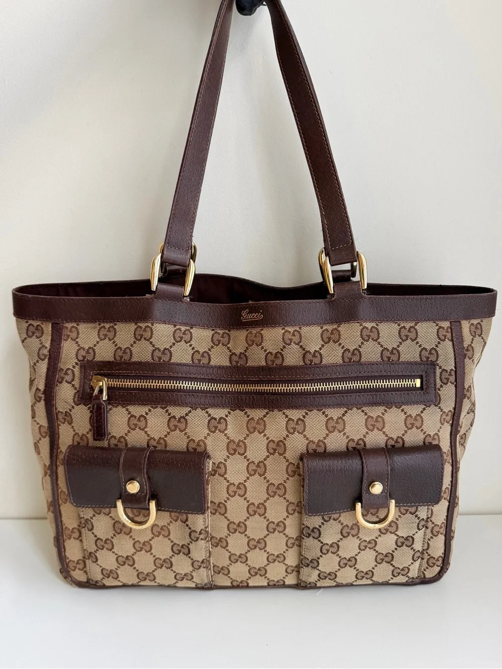 Authentic GUCCI GG Canvas Abbey Pocket Tote bag